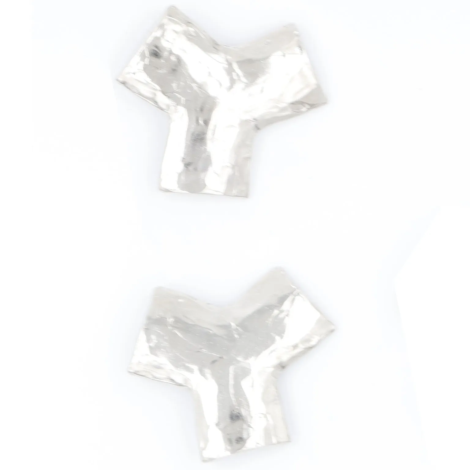 1980s Yves Saint Laurent Hammered Silver Metal Y Earrings