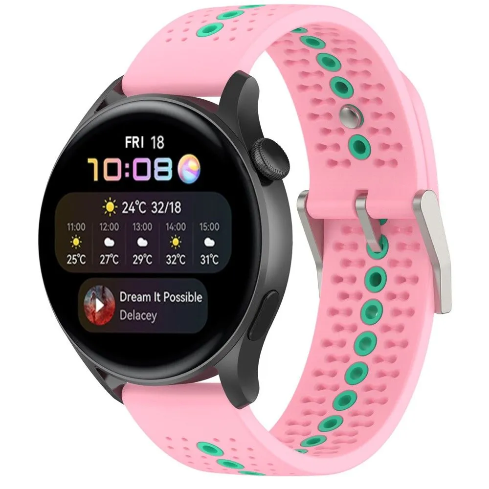 20mm Universal bi-color silicone watch strap - Pink / Teal