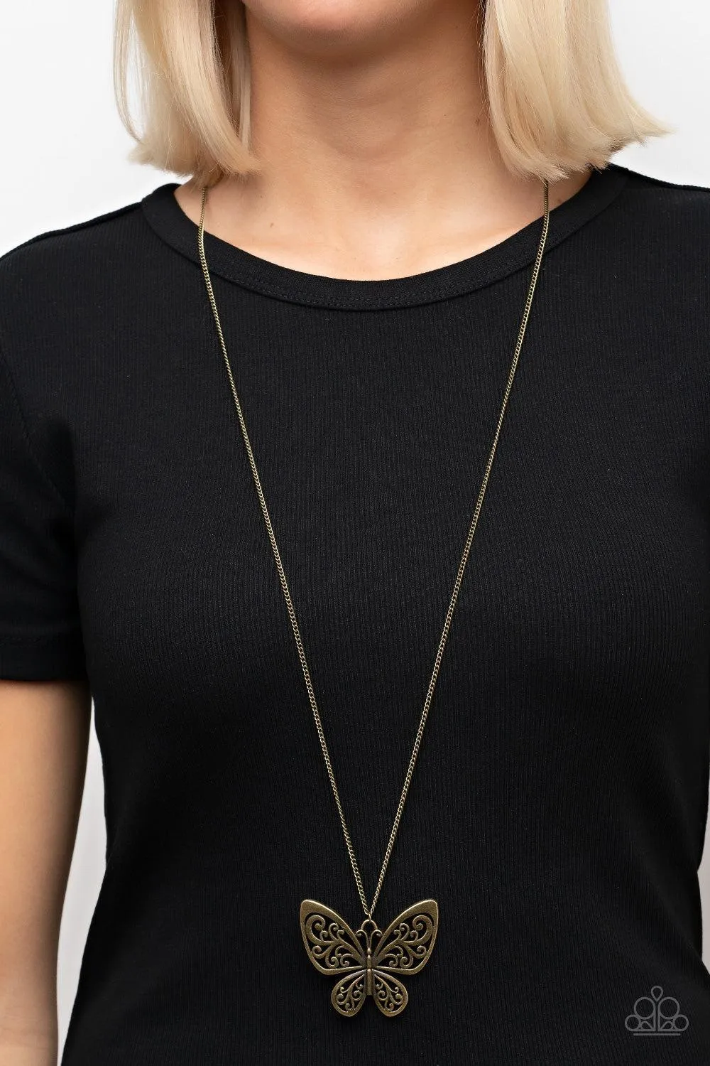 Butterfly Boutique Brass Necklace - Paparazzi Accessories