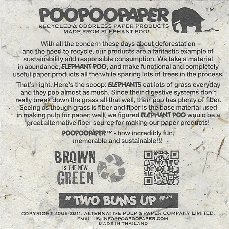 Classic Elephant POOPOOPAPER - Mom & Baby - Grass - Mini Eco-friendly Journal (Set of 3)