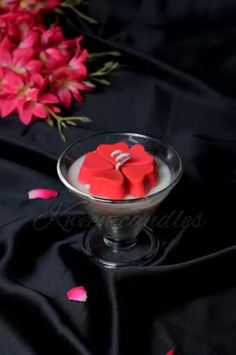 Kween Red Dessert Candle | Topping with Hearts| Heart Candle (Pack of 2) | Soy Wax Candle | Scented